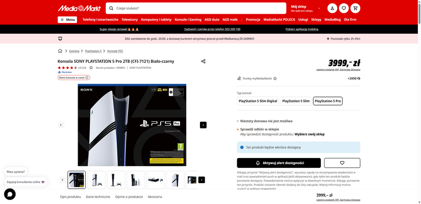 Nowe ceny konsol PlayStation 5 w sieci Media Markt