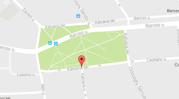 A Kálvária téren történt a baleset / Fotó: googlemaps