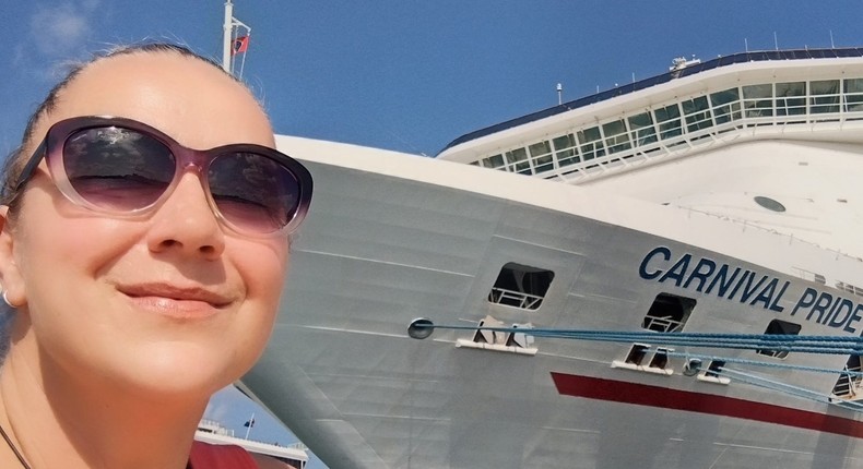 The author in front of Carnival Pride.Lori A. May