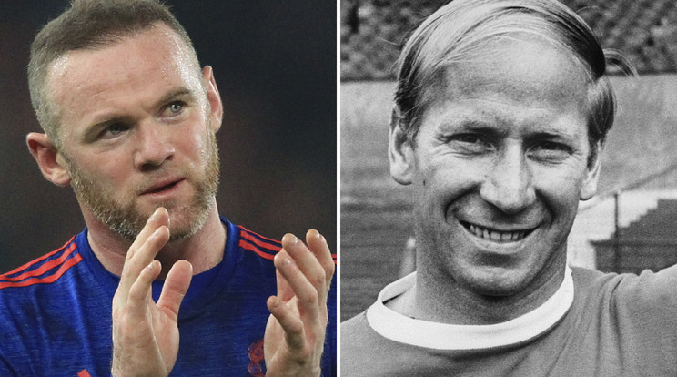 Sir Bobby Charlton (balra) 44 évig volt csúcstartó, de már Rooney a legeredményesebb MU-focista /Fotó: AFP
