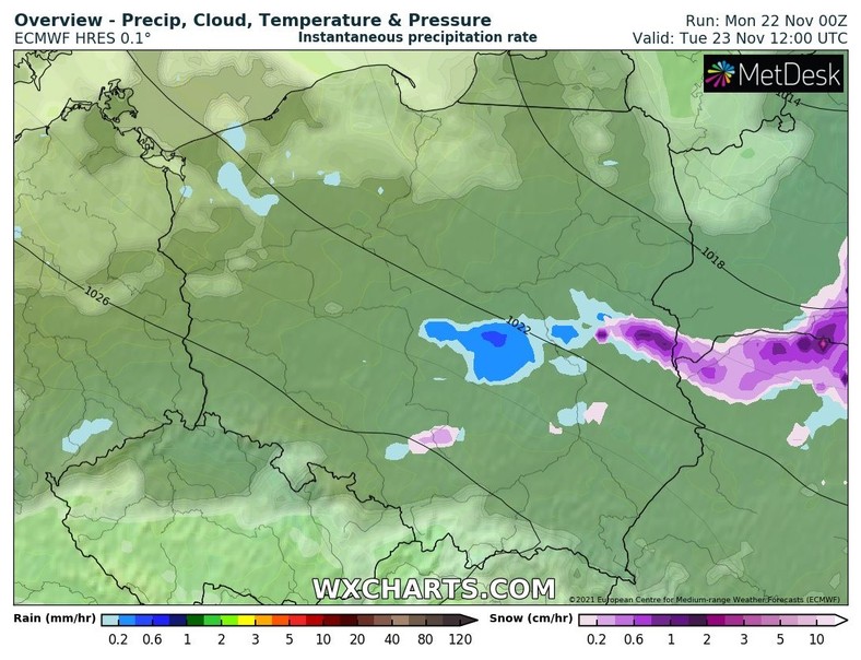 Wtorek miejscami przyniesie słabe opady