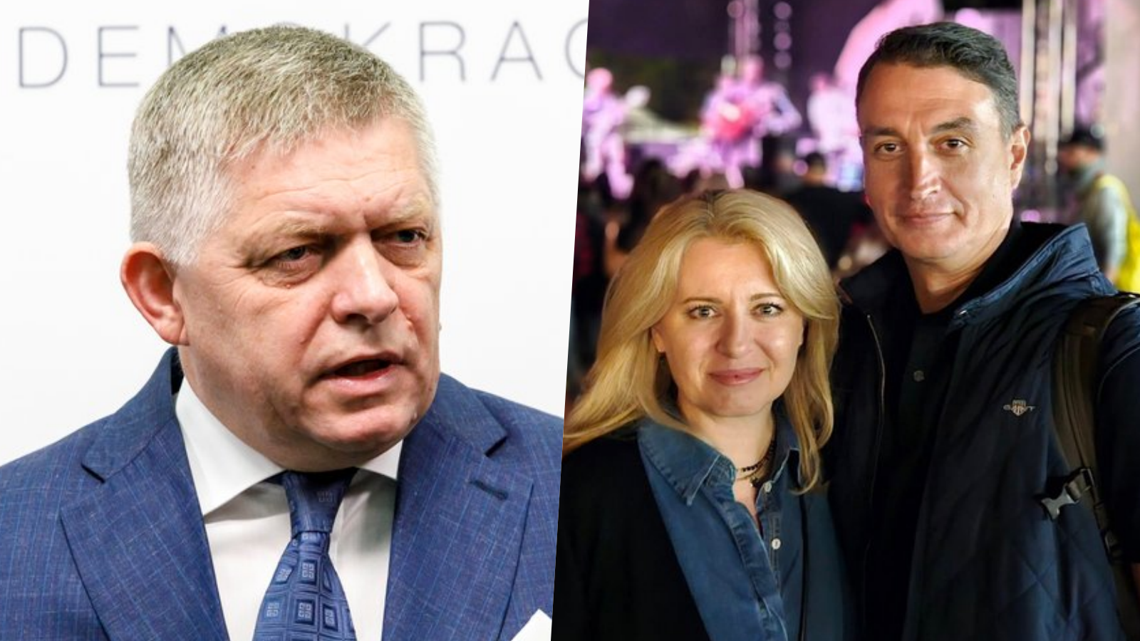 Premiér SR Robert Fico a bývalá prezidentka Zuzana Čaputová s expartnerom Jurajom Rizmanom.