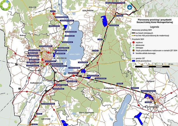 Szczecińska Kolej Metropolitalna, Opracowanie na podstawie Opcji 1 studium wykonalności SKM, BiuroSSOM, CC BY-SA 4.0