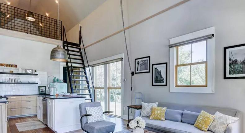 The main living room in the Shotgun House.