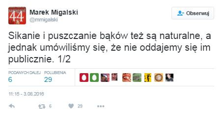 Post z Twittera Marka Migalskiego