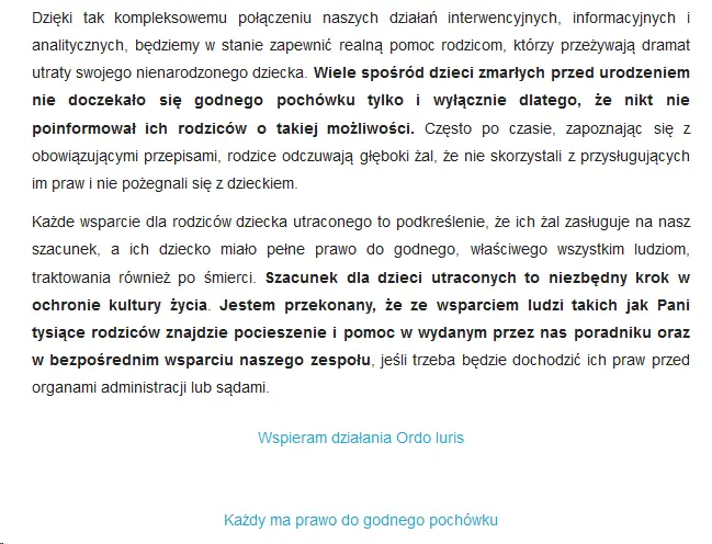 Fragment newslettera Ordo Iuris