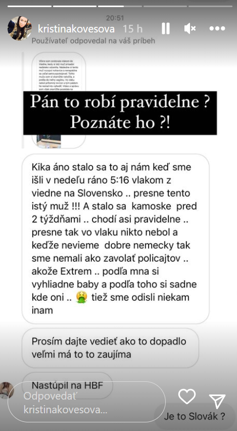 Markizáčka varuje pred mužom, ktorý sa samouspokojuje vo vlaku. 