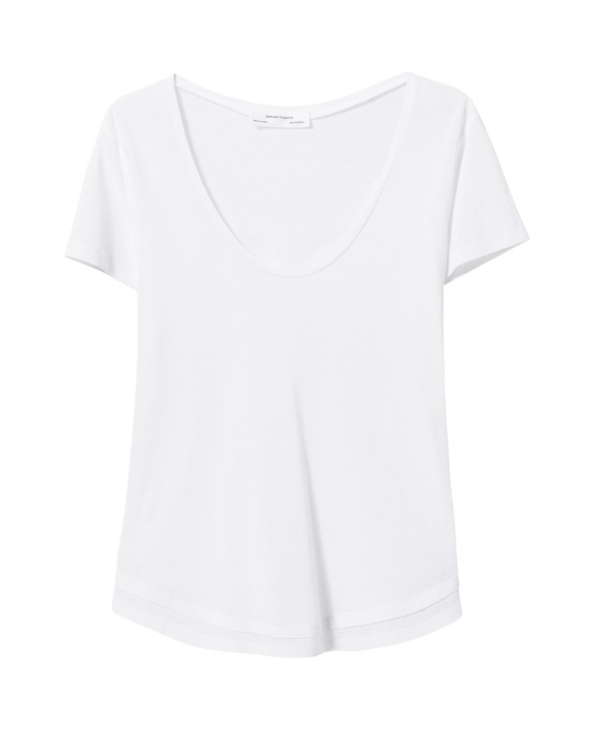 biały t shirt zara