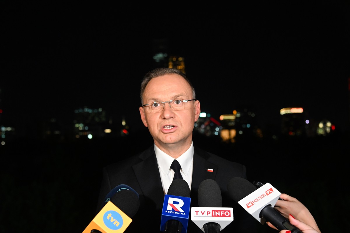 Prezydent Andrzej Duda w czasie briefingu w Pekinie