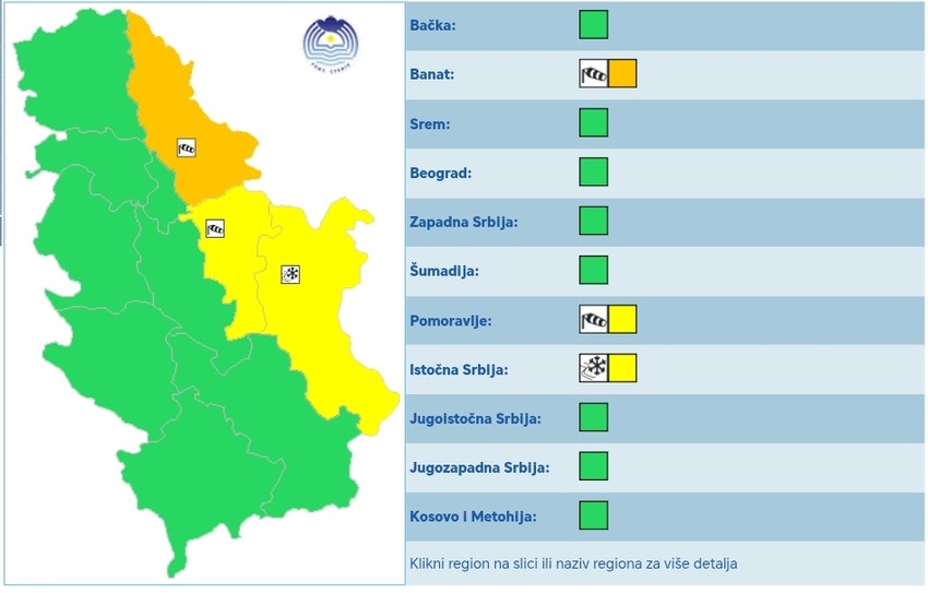Meteoalarm za danas
