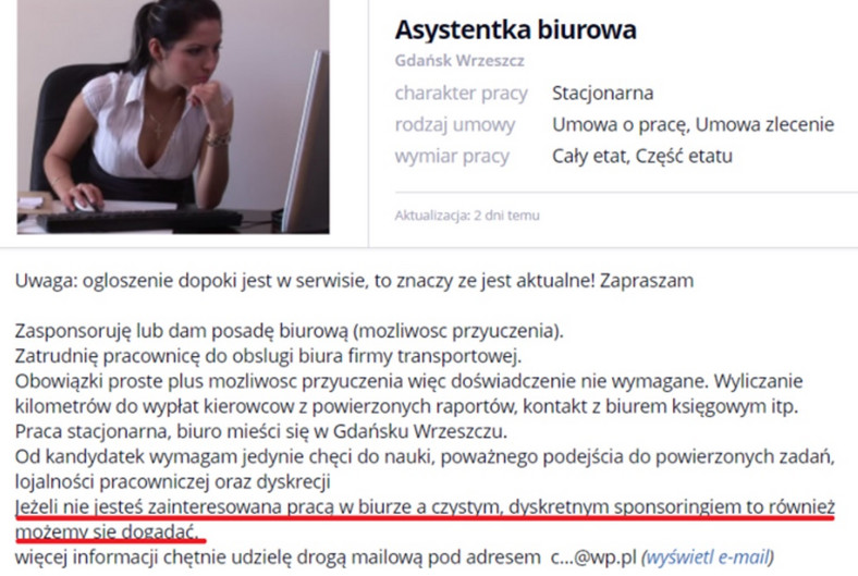 Kontrowersyjne ogłoszenie o pracę