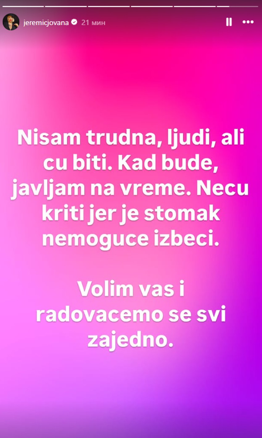 Jovana Jeremić o trudnoći
