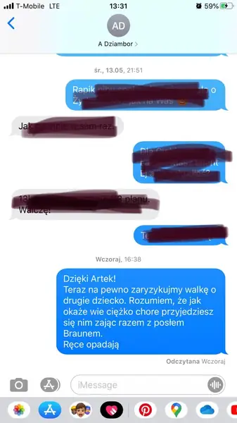 Sms, który wysłał Dariusz Furman po wyroku TK/Fot. archiwum prywatne