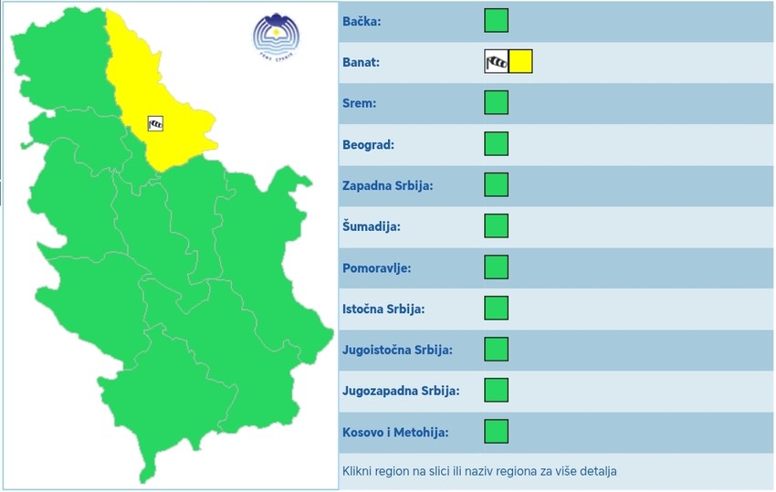 Meteoalarm za petak