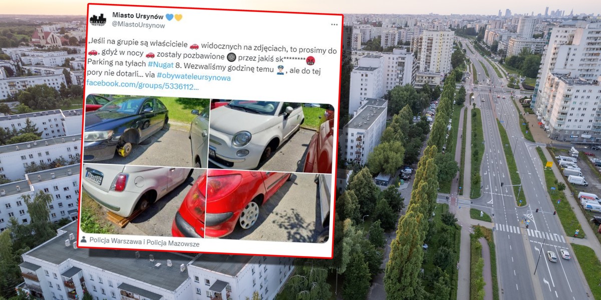 Pod osłoną nocy złodzieje są w stanie wykręcić koła z kilku samochodów n jednym parkingu