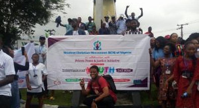 Members of Student Christian Movement (SCM) of Nigeria during an anti corruption rally in Calabar on Saturday.