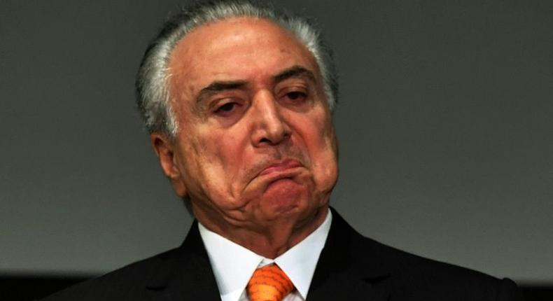 Brazilian President Michel Temer, seen here at an investment forum in Sao Paulo, is banking on austerity measures to end the country's deep two-year-old recession