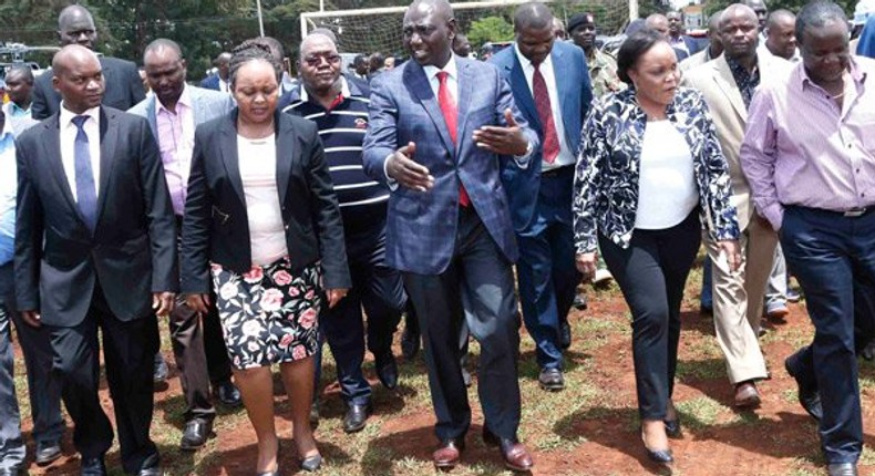 File image of Deputy President William Ruto (centre) with Kirinyaga Governor Anne Waiguru (left), Women’s Representative Purity Ngirici