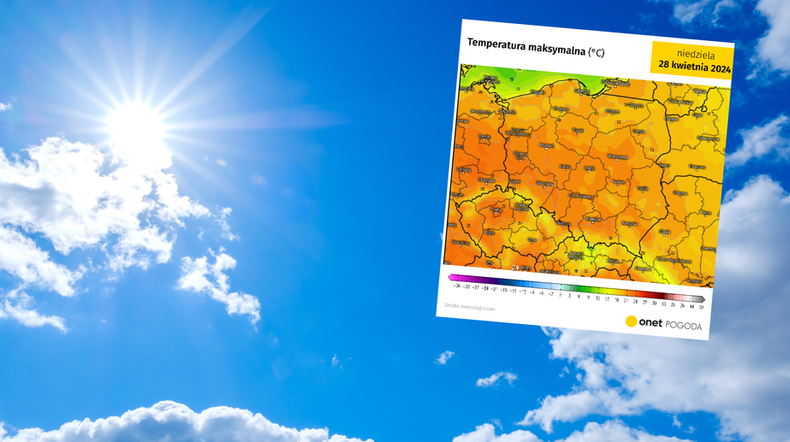 Zapowiada się słoneczna i bardzo ciepła niedziela (screen: meteologix.com)