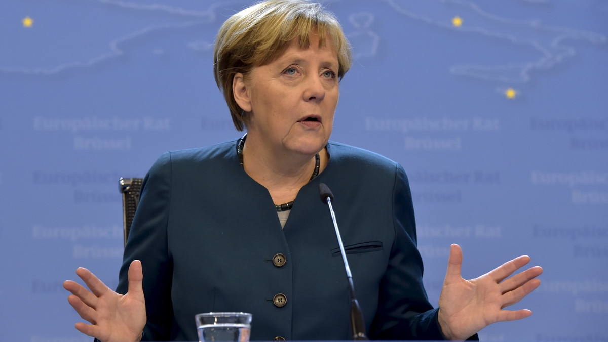 Germany's Chancellor Merkel holds a news conference after a European Union leaders summit in Brussels