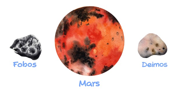 Mars i jego księżyce: Fobos i Deimos. Ten pierwszy bywa nazywany "kosmicznym ziemniakiem"