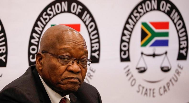 Former South Africa President Jacob Zuma appearing before the  State Capture Commission