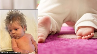 Wyjątkowe niemowlę z burzą blond włosów. Wygląda jak Boris Johnson!