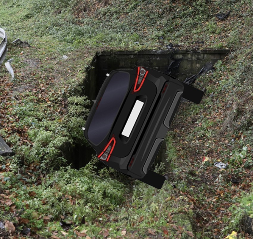 Slika 6: Šematski prikaz kako je automobil posle udarca mogao da sklizne u betonski propust