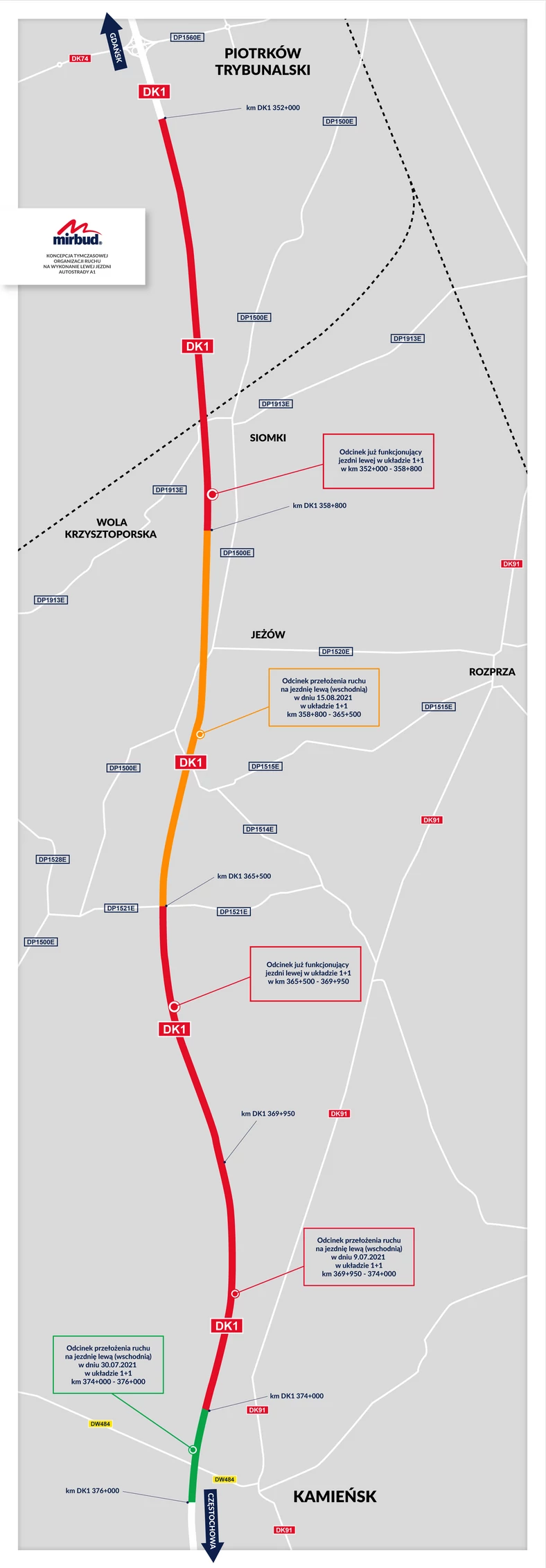 Autostrada A1: odcinek między Piotrkowem Trybunalskim a Kamieńskiem