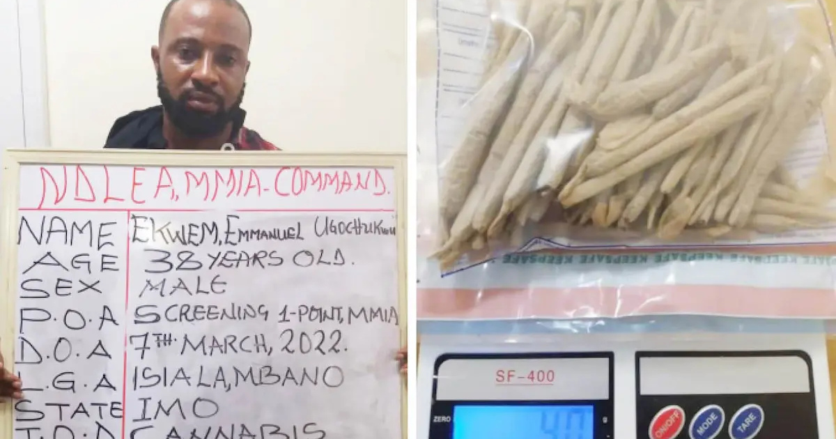 Pastor arrested with 54 joints of marijuana in Lagos while travelling to Nairobi - Vimarsana News