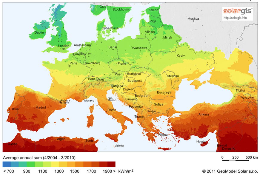 Potencjał energii słonecznej w Europie