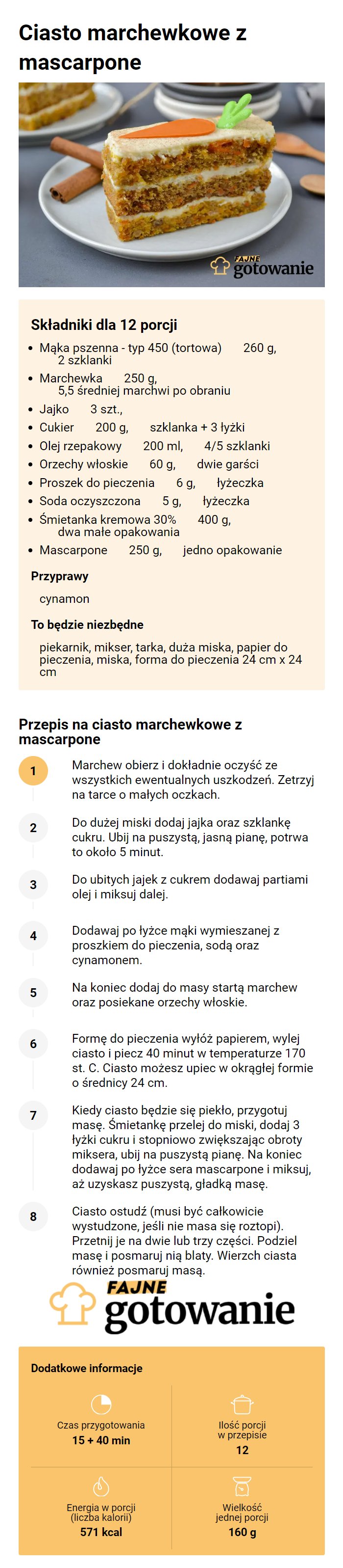 Ciasto marchewkowe z mascarpone