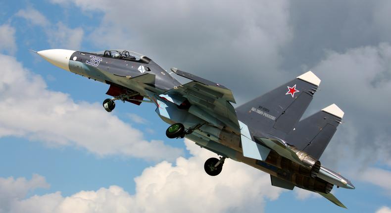 A Russian Su-30SM fighter jet.