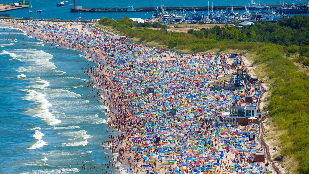 Plaża we Władysławowie, pierwszy dzień sierpnia br.