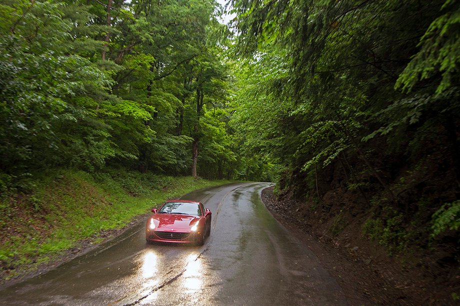 The weather was wet and Saturday qualifying for Sunday's race was washed out. But the Cali T handled the old road course well, once the downpour let up.