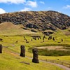 Moai statue panorama na Rapa Nui