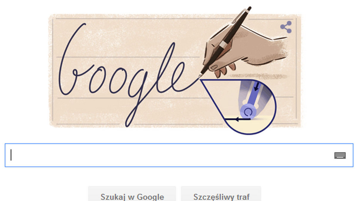 Ladislao José Biro to wynalazca długopisu, który urodził się 117 lat temu. Z tej okazji powstał dzisiejszy Google Doodle. Grafika przedstawia napis "Google" wykonany klasycznym długopisem.