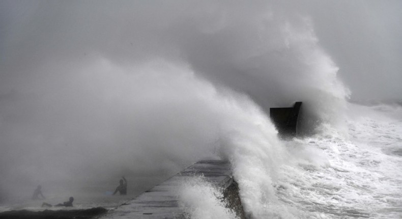 Thousands of people were without power in France as the storm whipped through northwestern regions including Finistere