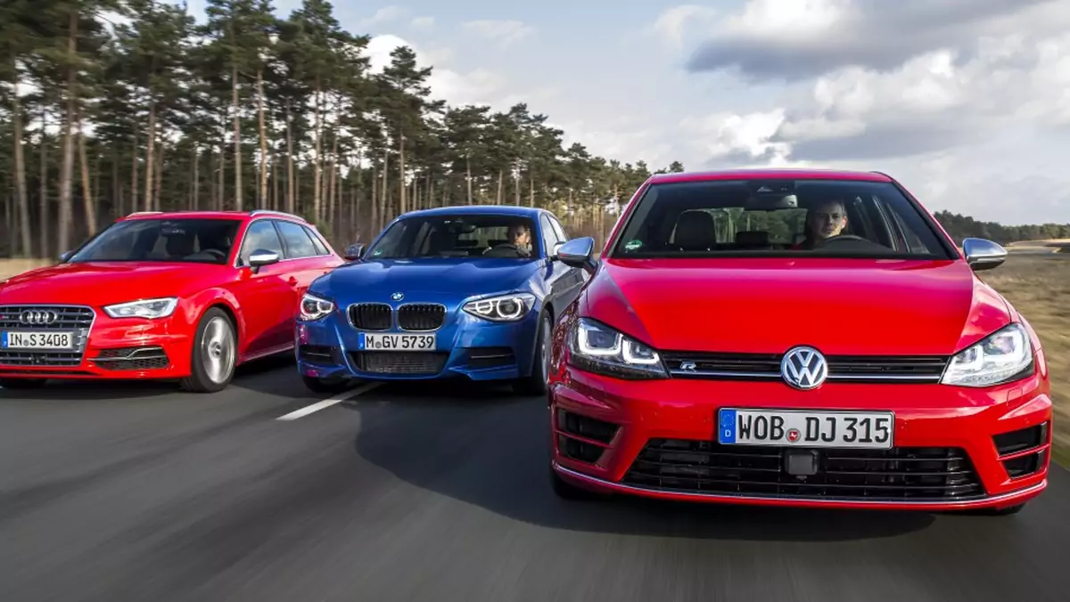 Superkompakty: Audi S3 Sportback Quattro, BMW M135i xDrive, VW Golf R 4Motion | Porównanie