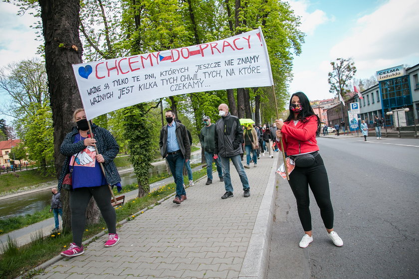 Cieszyn. Protest pracowników transgranicznych z powodu koronawirusa