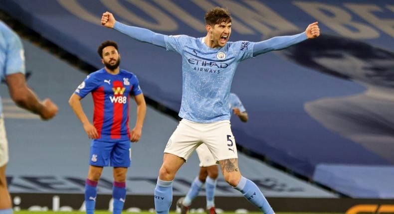 Manchester City defender John Stones scored twice against Crystal Palace