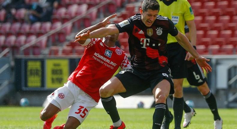 Robert Lewandowski bagged his 36th Bundesliga goal this season in the 2-1 defeat at Mainz a fortnight ago Creator: KAI PFAFFENBACH