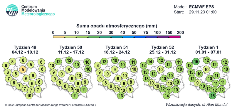 Regularnie będą się też pojawiać opady