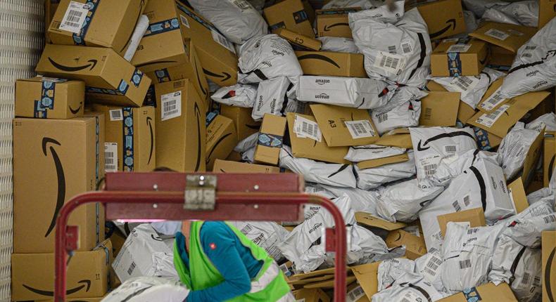 Amazon is trying to eliminate all plastic packaging from its fulfillment centers in North America.Robert Michael/Getty Images