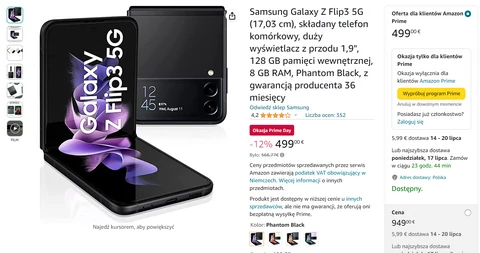 Amazon Prime Day 2023. Składany smartfon Samsunga w wystrzałowej promocji