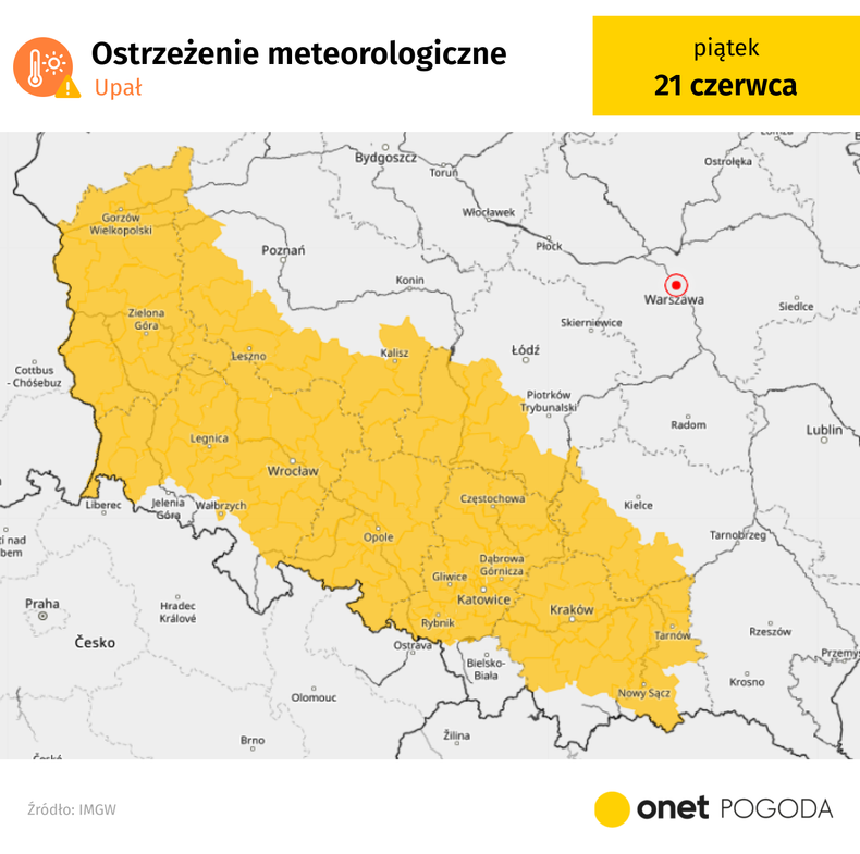 Ostrzeżenia przed upałem będą obowiązywać w części południowej i zachodniej Polski