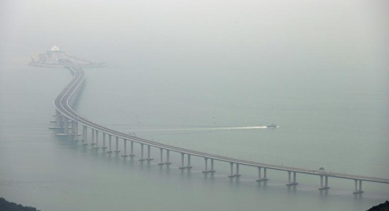 The mega-bridge links Hong Kong with the cities of Macau and Zhuhai