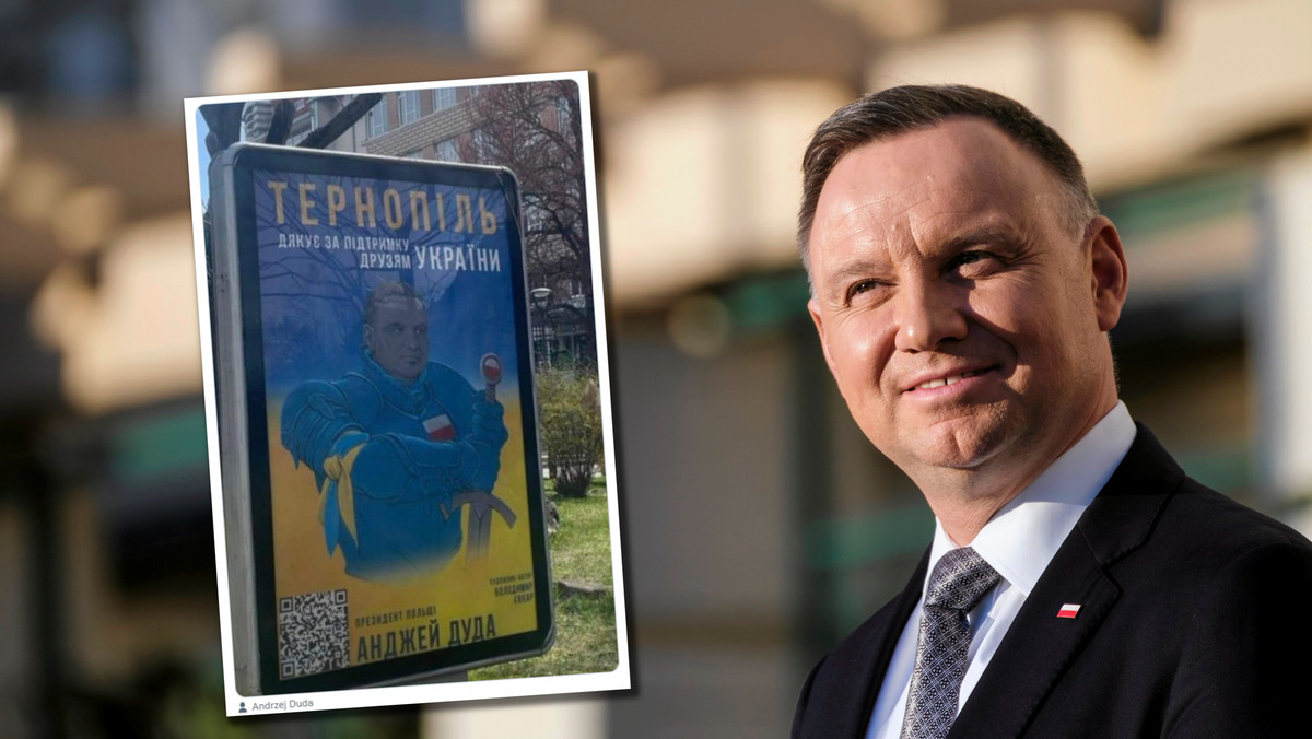 Andrzej Duda w rycerskiej zbroi. Taki plakat zawisł w Tarnopolu