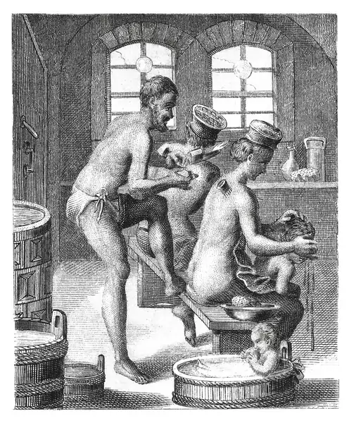 W XVI w. wieczne łaźni. Ilustracja pochodzi z Ikonographische Encyklopaedie der Wissenschaften und Kuenste. Fot. iStock / Getty Images Plus