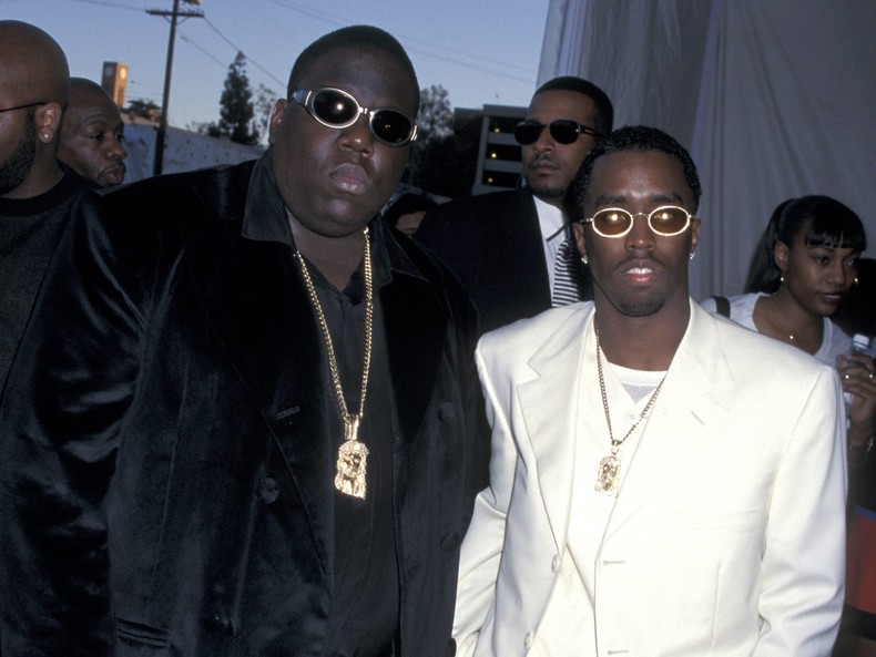 Christopher Notorious B.I.G. Wallace and Sean Diddy Combs together on the night before Wallace was killed.Getty/ Jim Smeal/Ron Galella Collection